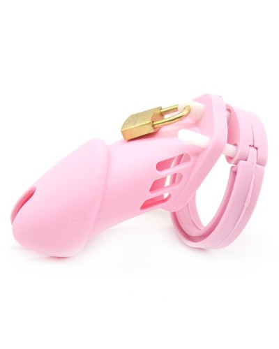 Cage de chasteté Silicone Bran 9  x 3cm Rose