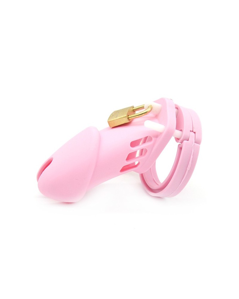 Cage de chasteté Silicone Bran 9  x 3cm Rose