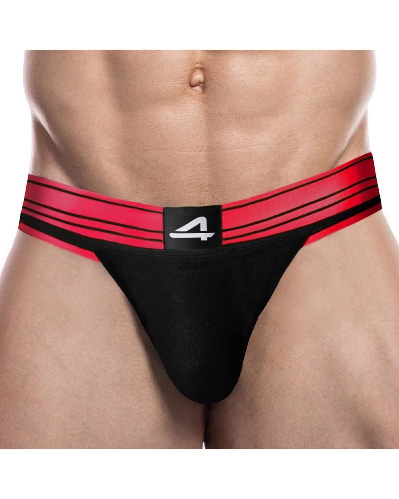 Jockstrap Rugby Noir-Rose neon