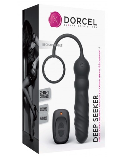 Plug vibrant et Cockring Deep Seeker Dorcel 10 x 2.8cm