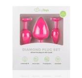 Lot de 3 plugs Bijou Diamond Roses