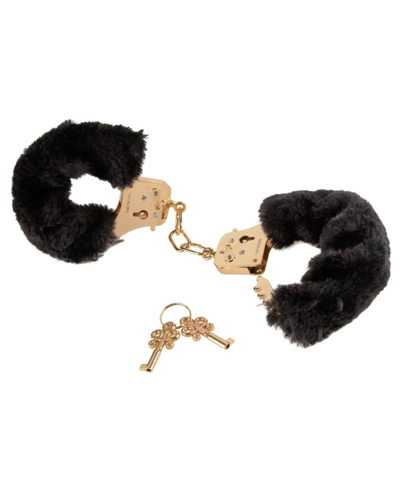 Menottes Gold Furry Noires Menottes Gold Furry Noires