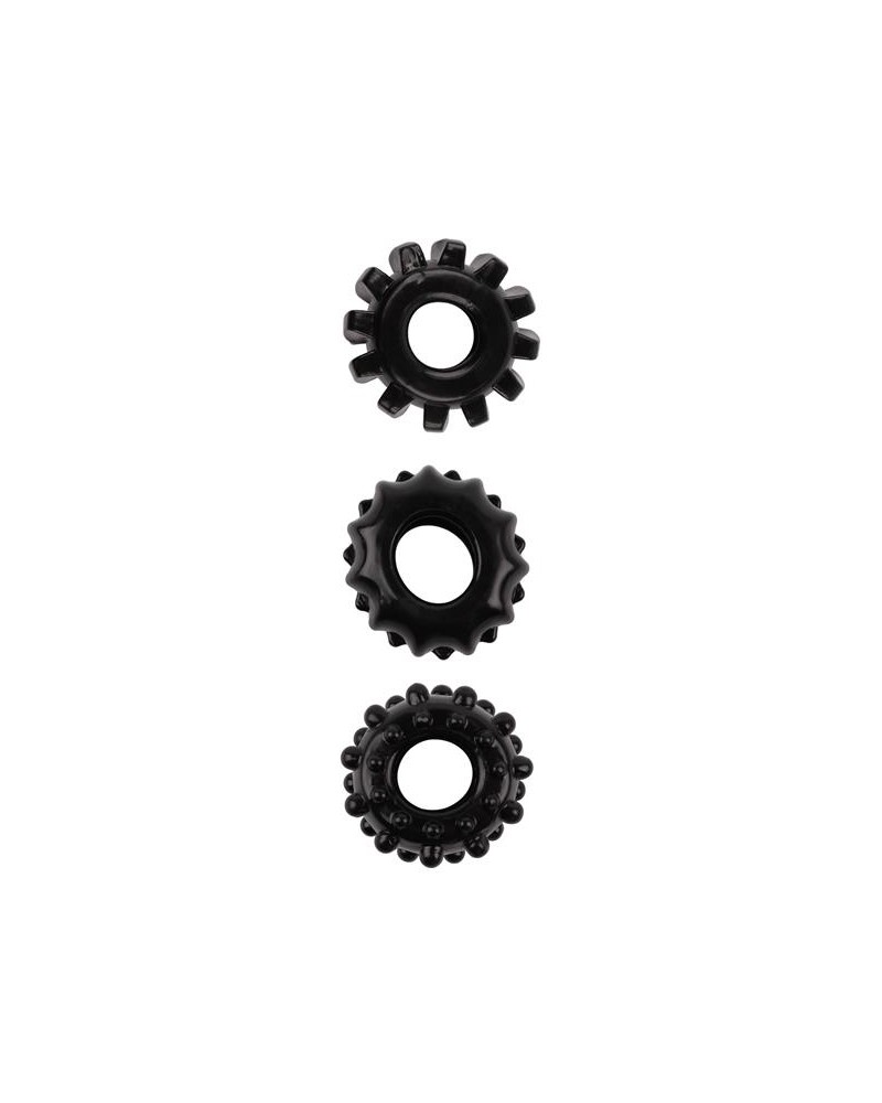 Lot de 3 Cockrings souples Gear Up Noirs