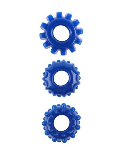 Lot de 3 Cockrings souples Gear Up Bleus