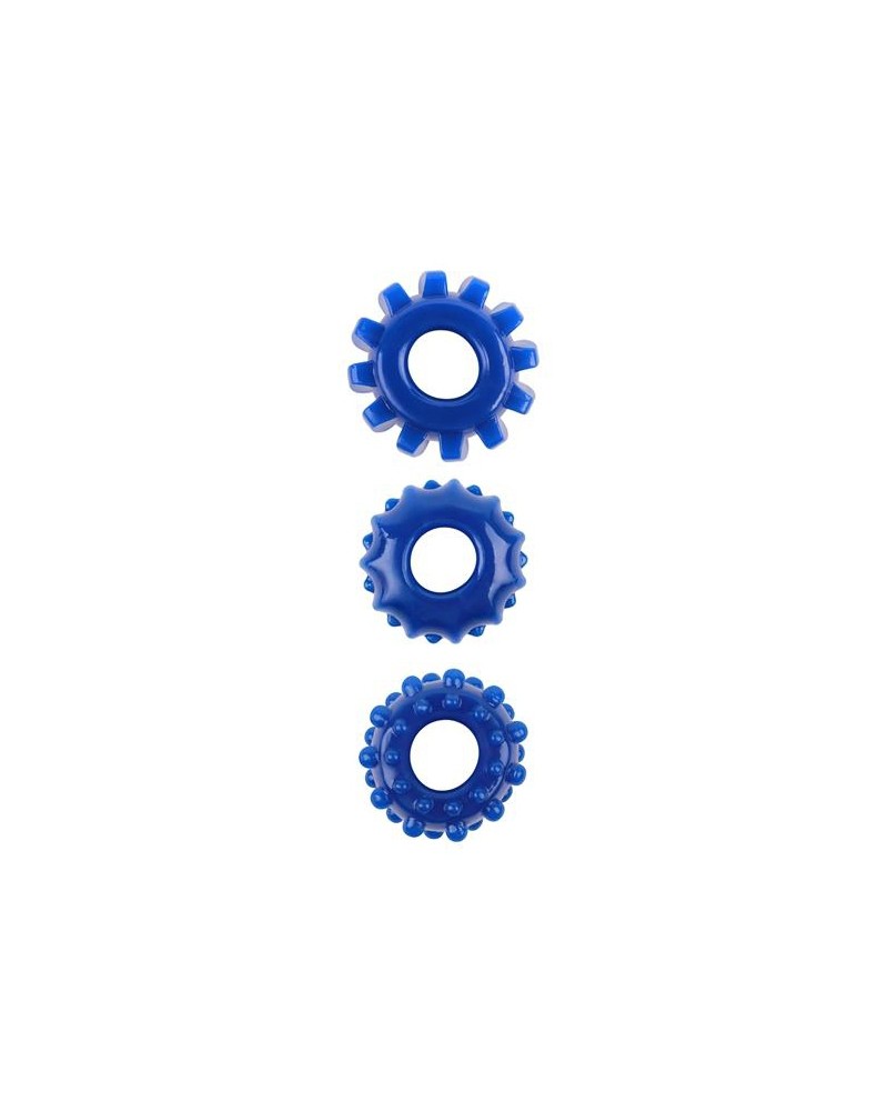 Lot de 3 Cockrings souples Gear Up Bleus