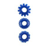 Lot de 3 Cockrings souples Gear Up Bleus