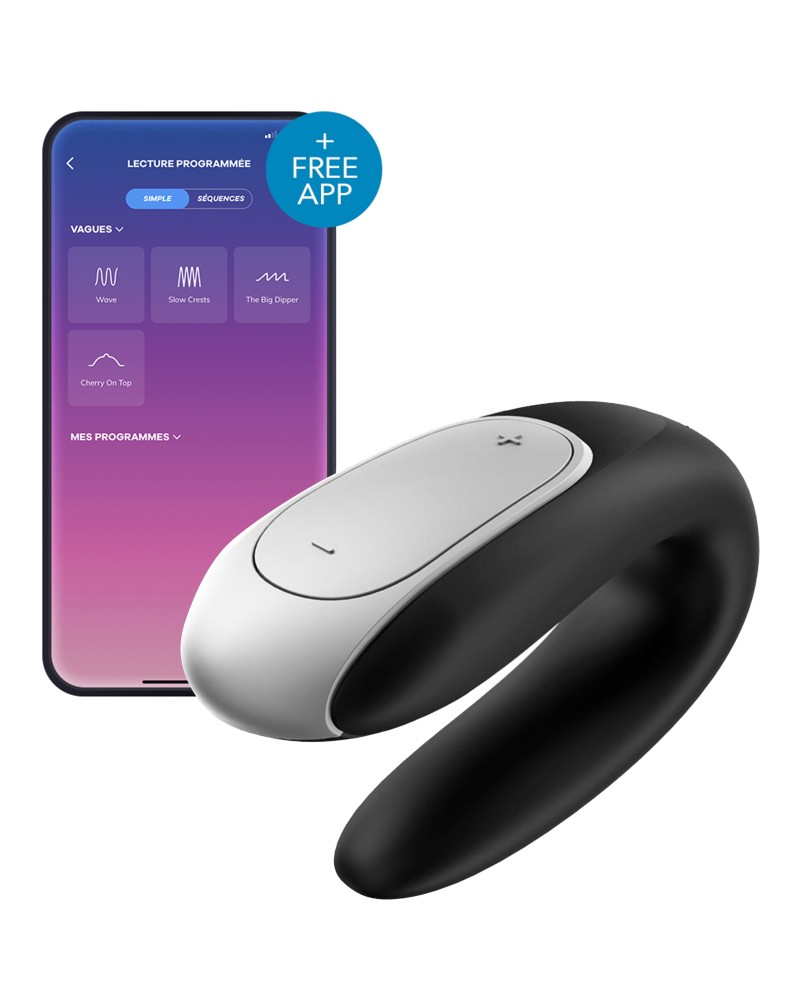 Double stimulateur connecté Double Fun Satisfyer Noir Double stimulateur connecté Double Fun Satisfyer Noir