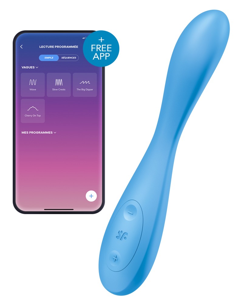 Vibro connecté G-SPOT FLEX 4+ Satisfyer 20cm Bleu Vibro connecté G-SPOT FLEX 4+ Satisfyer 20cm Bleu