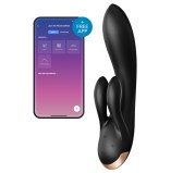 Vibro Rabbit connecté Double Flex Satisfyer 20cm Noir Vibro Rabbit connecté Double Flex Satisfyer 20cm Noir