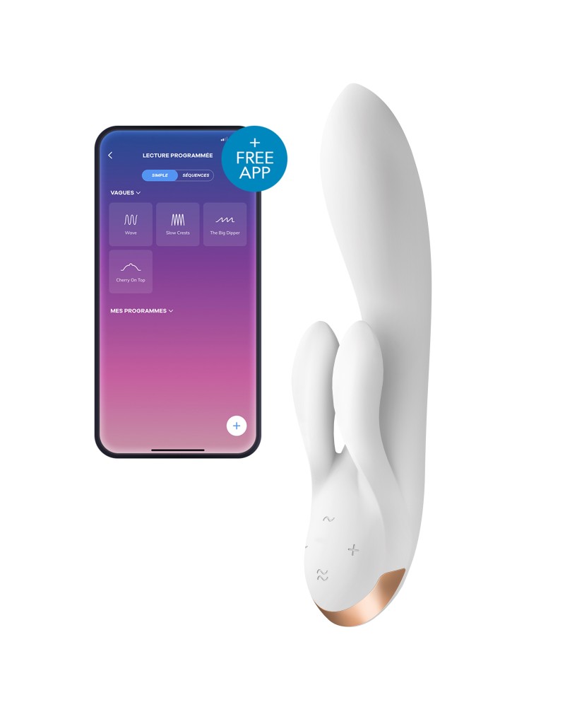 Vibro Rabbit connecté Double Flex Satisfyer 20cm Blanc