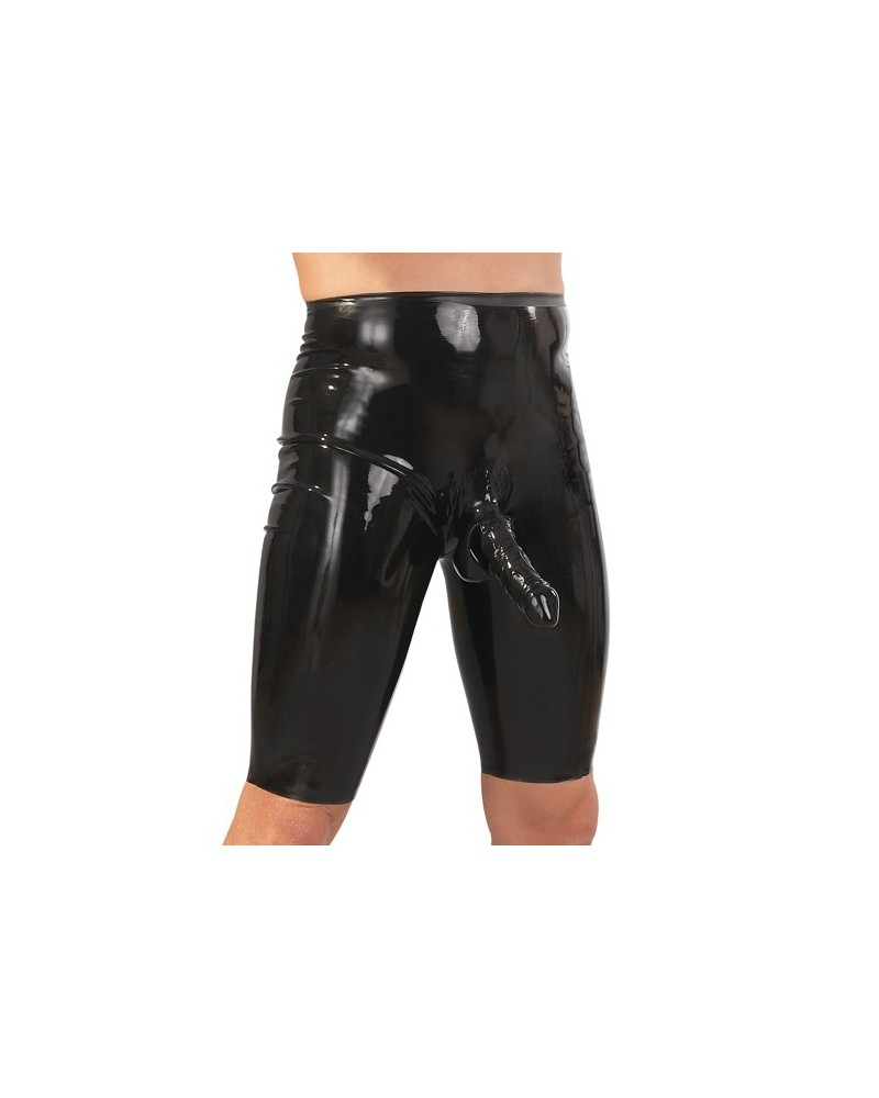 Short Cycliste en latex avec gaine pénis