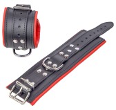 Menottes Rembourrées en cuir pour les poignets Noir-Rouge Menottes Rembourrées en cuir pour les poignets Noir-Rouge