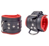 Menottes Rembourrées en cuir pour les poignets Noir-Rouge Menottes Rembourrées en cuir pour les poignets Noir-Rouge