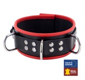 Collier en cuir avec 3 Anneaux D Rouge Collier en cuir avec 3 Anneaux D Rouge