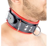 Collier en cuir avec 3 Anneaux D Rouge Collier en cuir avec 3 Anneaux D Rouge