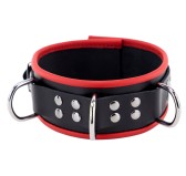 Collier en cuir avec 3 Anneaux D Rouge Collier en cuir avec 3 Anneaux D Rouge