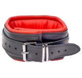Collier en cuir rembourré avec 3 anneaux D Rouge Collier en cuir rembourré avec 3 anneaux D Rouge