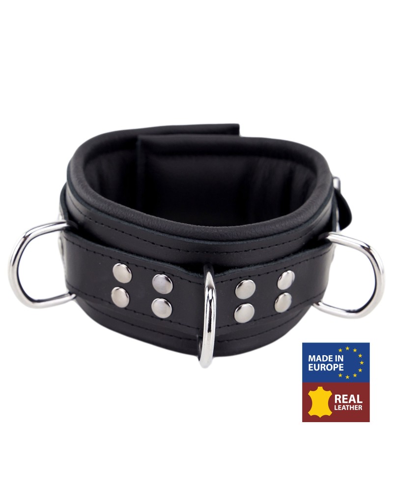 Collier rembourré en cuir avec Anneaux D Noir Collier rembourré en cuir avec Anneaux D Noir