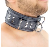 Collier rembourré en cuir avec Anneaux D Noir Collier rembourré en cuir avec Anneaux D Noir