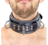 Collier rembourré en cuir avec Anneaux D Noir Collier rembourré en cuir avec Anneaux D Noir