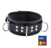 Collier en cuir 3 anneaux D Noir Collier en cuir 3 anneaux D Noir