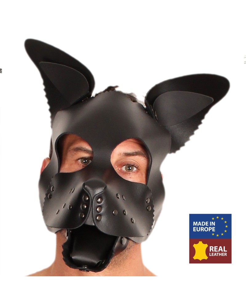 PUPPY MASQUE EN CUIR NOIR + SET LANGUE ET OREILLES NOIR