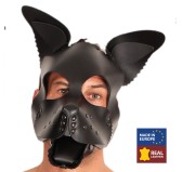 PUPPY MASQUE EN CUIR NOIR + SET LANGUE ET OREILLES NOIR