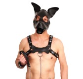 PUPPY MASQUE EN CUIR NOIR + SET LANGUE ET OREILLES NOIR