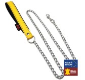 Laisse avec Poignée en cuir 1m Jaune Laisse avec Poignée en cuir 1m Jaune