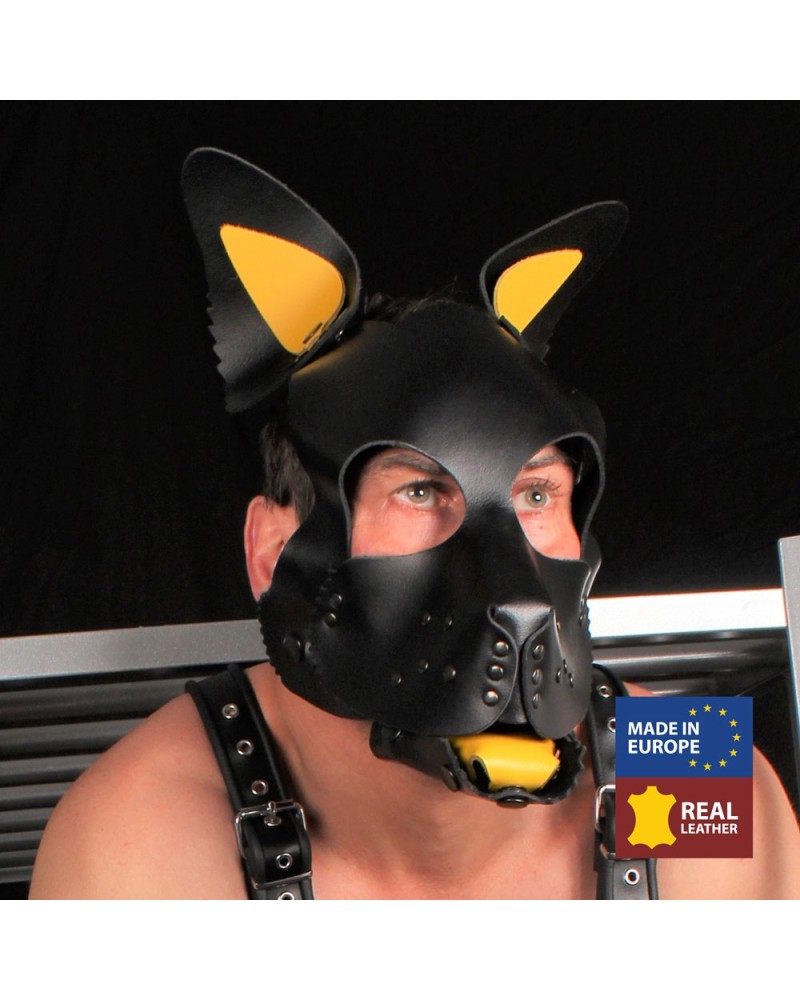 Véritable Masque en cuir PUPPY Jaune Véritable Masque en cuir PUPPY Jaune