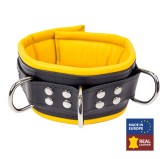 Collier rembourré en cuir 3 Anneaux D Jaune Collier rembourré en cuir 3 Anneaux D Jaune