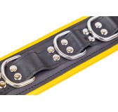Collier rembourré en cuir 3 Anneaux D Jaune Collier rembourré en cuir 3 Anneaux D Jaune