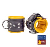 Menottes en cuir rembourrées Noir-Jaune Menottes en cuir rembourrées Noir-Jaune
