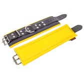 Menottes en cuir rembourrées Noir-Jaune Menottes en cuir rembourrées Noir-Jaune