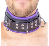 Collier rembourré en cuir 3 Anneaux D Violet Collier rembourré en cuir 3 Anneaux D Violet