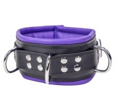 Collier rembourré en cuir 3 Anneaux D Violet Collier rembourré en cuir 3 Anneaux D Violet