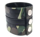 Poignet bracelet de force en cuir - Camouflage -  avec zip 