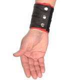 Poignet bracelet de force en cuir - Noir/Rouge avec zip 