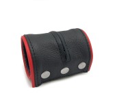 Poignet bracelet de force en cuir - Noir/Rouge avec zip 