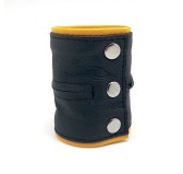 Poignet bracelet de force en cuir - Noir/Jaune-  avec zip