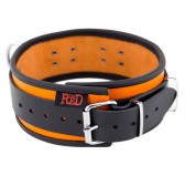 Collier en cuir 3 Anneaux D Orange-Noir Collier en cuir 3 Anneaux D Orange-Noir