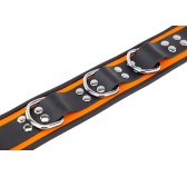 Collier en cuir 3 Anneaux D Orange-Noir Collier en cuir 3 Anneaux D Orange-Noir