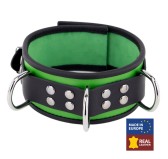 Collier en cuir 3 Anneaux D Vert-Noir