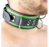 Collier en cuir 3 Anneaux D Vert-Noir