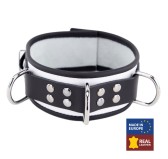Collier en cuir 3 Anneaux D Blanc-Noir Collier en cuir 3 Anneaux D Blanc-Noir