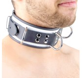 Collier en cuir 3 Anneaux D Blanc-Noir Collier en cuir 3 Anneaux D Blanc-Noir