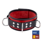 Collier en cuir 3 Anneaux D Rouge-Noir Collier en cuir 3 Anneaux D Rouge-Noir