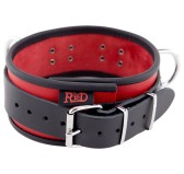 Collier en cuir 3 Anneaux D Rouge-Noir Collier en cuir 3 Anneaux D Rouge-Noir