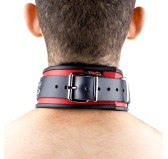 Collier en cuir 3 Anneaux D Rouge-Noir Collier en cuir 3 Anneaux D Rouge-Noir