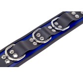 Collier en cuir - 3 anneaux D - Bleu/Noir Collier en cuir - 3 anneaux D - Bleu/Noir